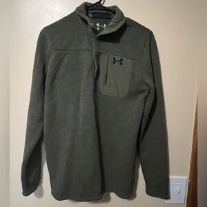 Men’s Under Armour Olive Green Quarter Button Long Sleeve Pullover Size Small